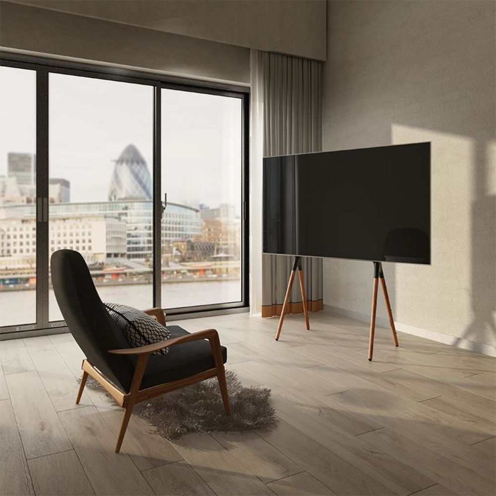 LogiLink BP0078 TV Ständer mit Walnussholz Beinen für 49 bis 70 Zoll