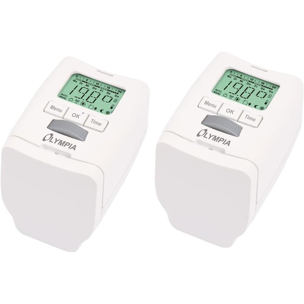 Olympia HT 430‑22 Heizkörperthermostat – Energiespar-Thermostat programmierbar (2er Set)
