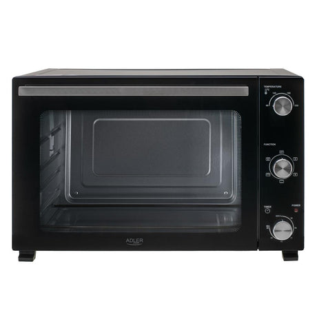 Adler AD 6028 Elektrobackofen 60L Mini Backofen Umluft Timer Drehspieß schwarz