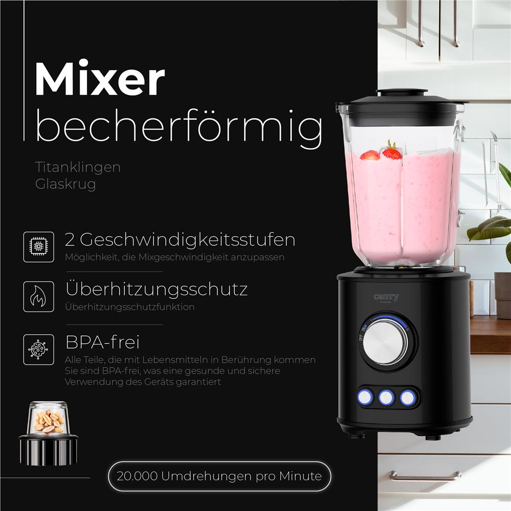 Camry CR 4088 Standmixer 1,5L Glasbehälter – 1800W & Mahlwerk im Set