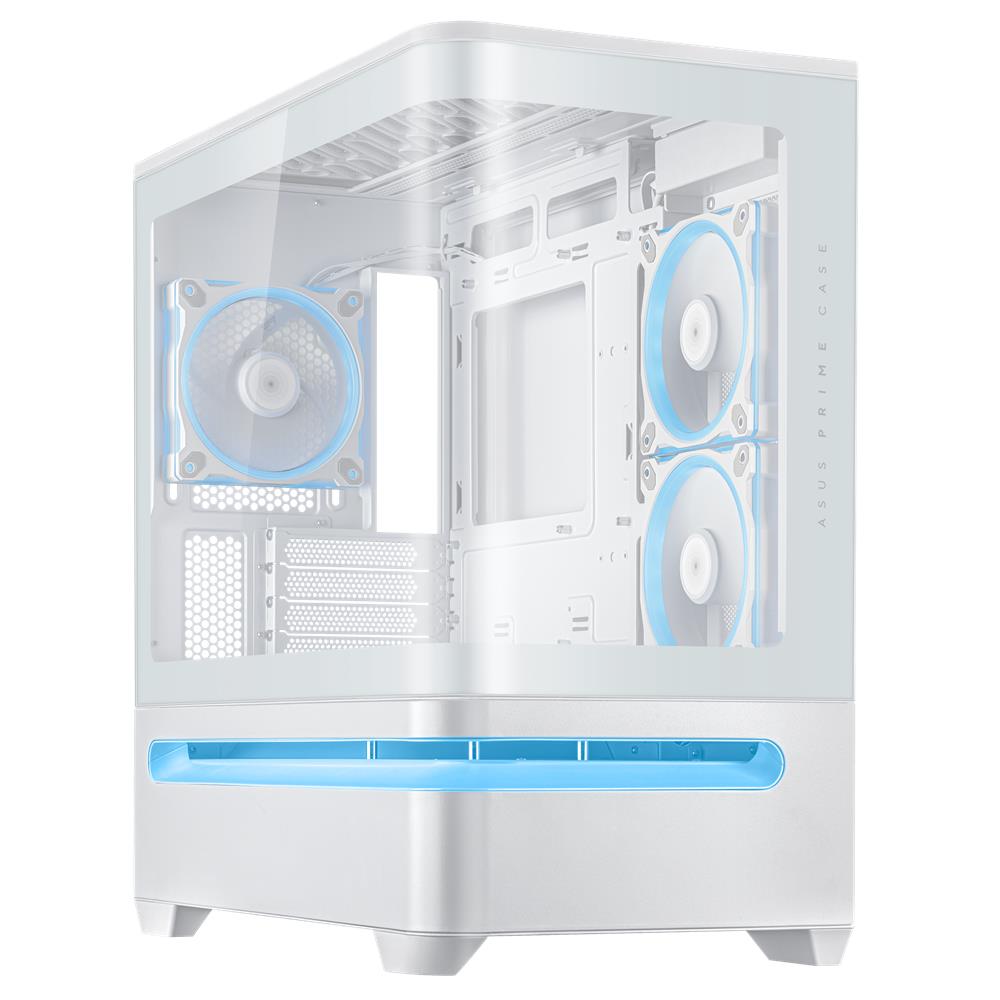 ASUS Prime AP202 ARGB White mATX PC Gehäuse mit Panorama Glas und GPU bis 420 mm