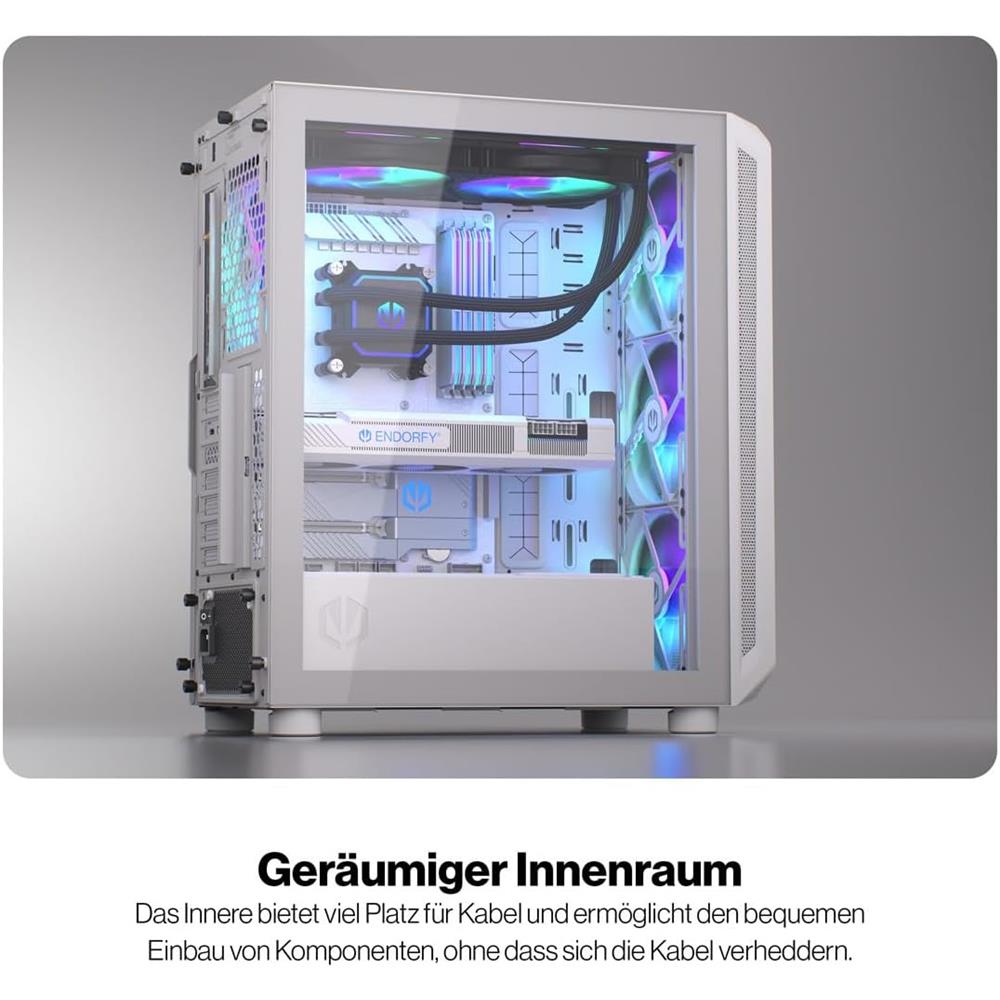 ENDORFY Arx 500 White ARGB – Weißes PC-Gehäuse mit 4 ARGB-Lüftern