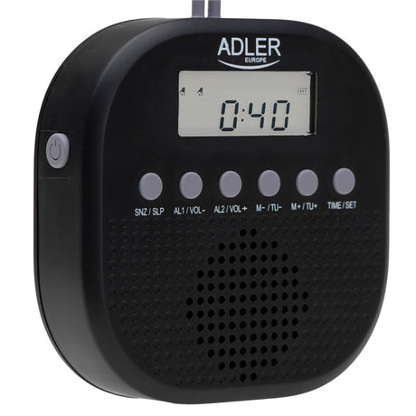 Adler AD 1912 Wasserdichtes Universalradio Batteriebetrieben Radiowecker Snooze Funktion schwarz