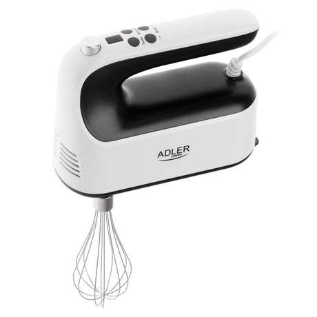 Adler AD 4229 Handmixer 9 Geschwindigkeiten Turbo Funktion Knethaken Schneebesen weiß schwarz