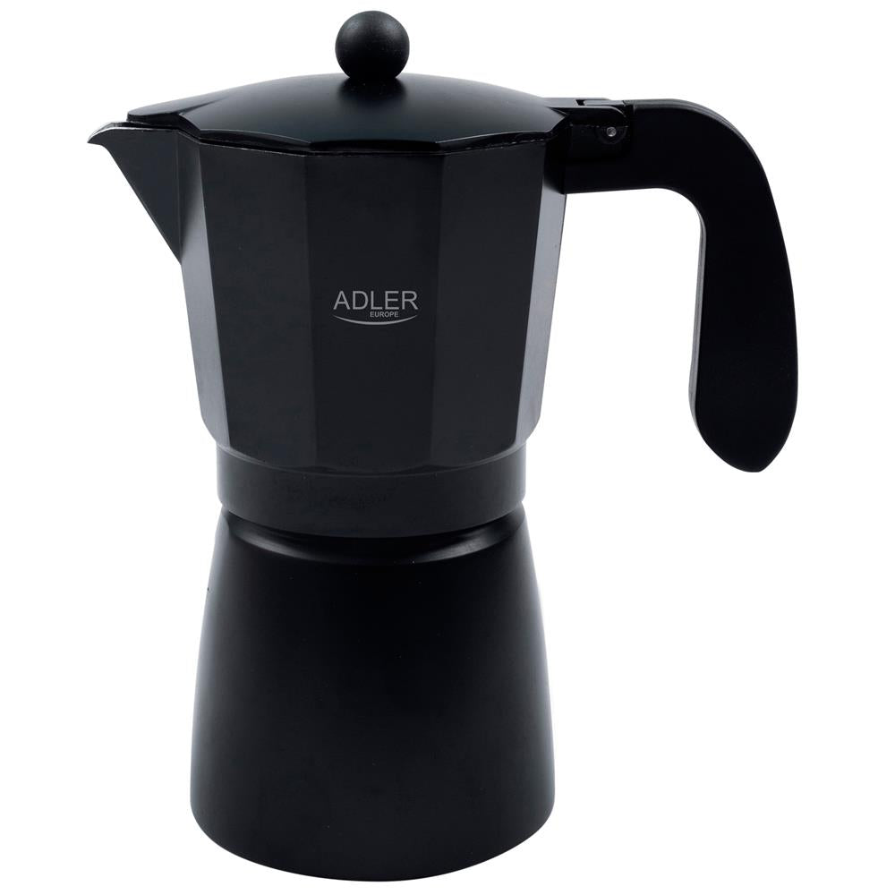 Adler AD 4429 Espressokocher für Herdplatte, 450 ml, Aluminium, schwarz