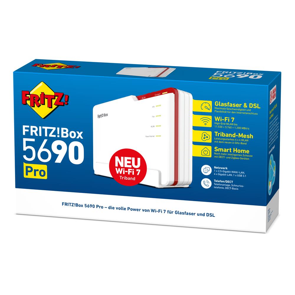 FRITZ!Box 5690 Pro – Kombi-Router für Glasfaser & DSL mit Wi-Fi 7 & Zigbee-Support