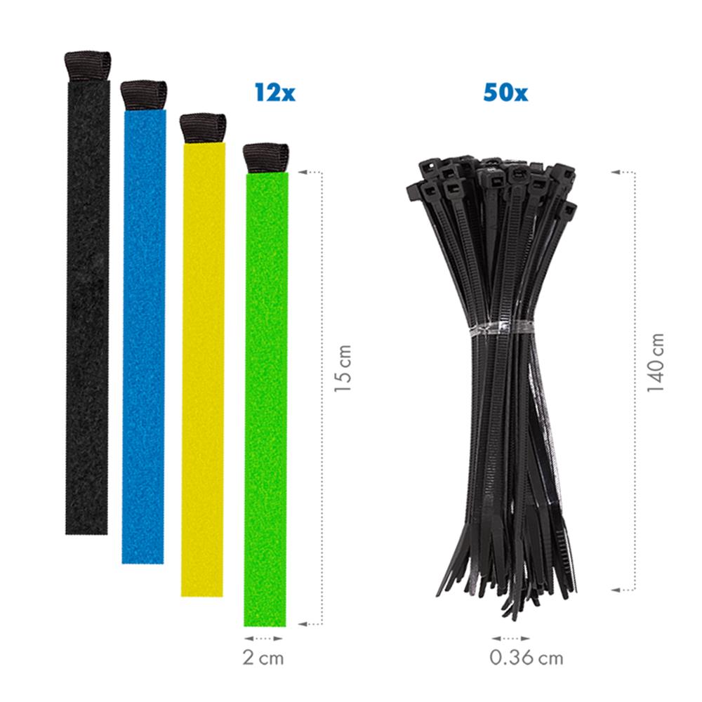 LogiLink Kabel-Organisations-Set in Box, 8 Artikel, 128 Stück, gemischtfarbig