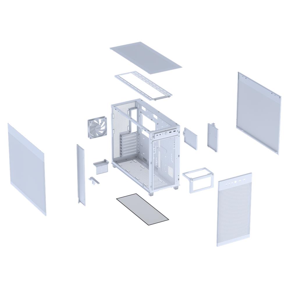 ASUS Prime AP303 Mesh Panel ATX PC Gehaeuse White mit 360 mm Radiator und USB 20Gbps