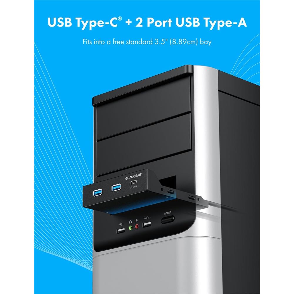 GRAUGEAR Multi Frontblende USB 3.2 Gen2x2 Type C 20 Gbit