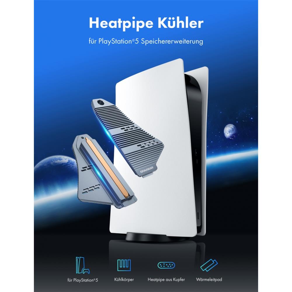 GRAUGEAR Heatpipe Kühler für PlayStation 5 Speichererweiterung
