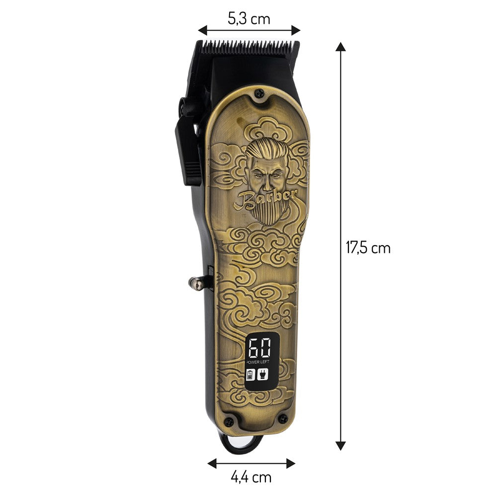 Adler AD 2857 Barber Profi Haarschneider Trimmer, Rasierapparat Haartrimmer für Bart, Kopfhaar und Koteletten, Keramikklinge, USB-C, Metallgehäuse Golden