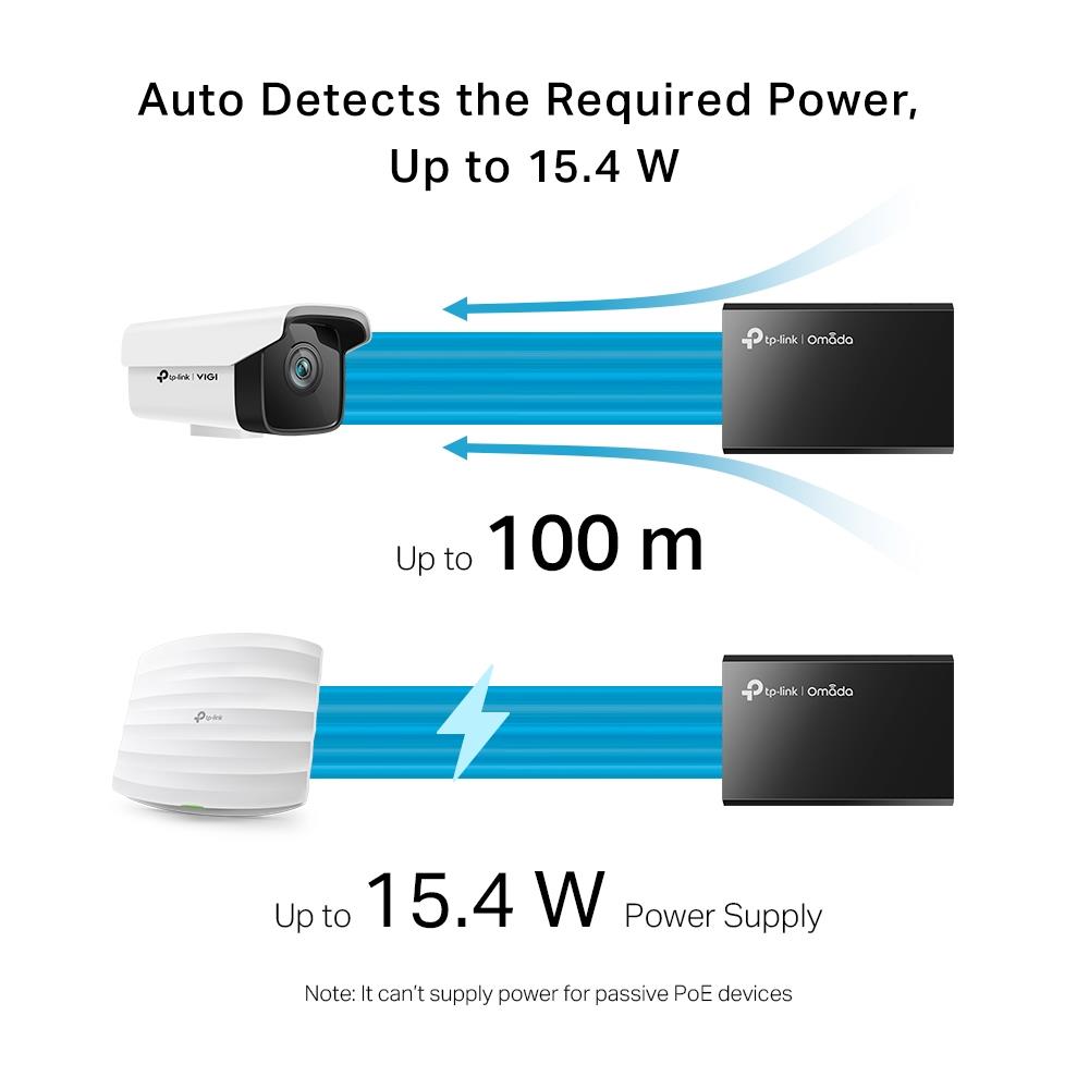 TP-Link POE150S PoE Injector Gigabit IEEE 802.3af Adapter Plug and Pla