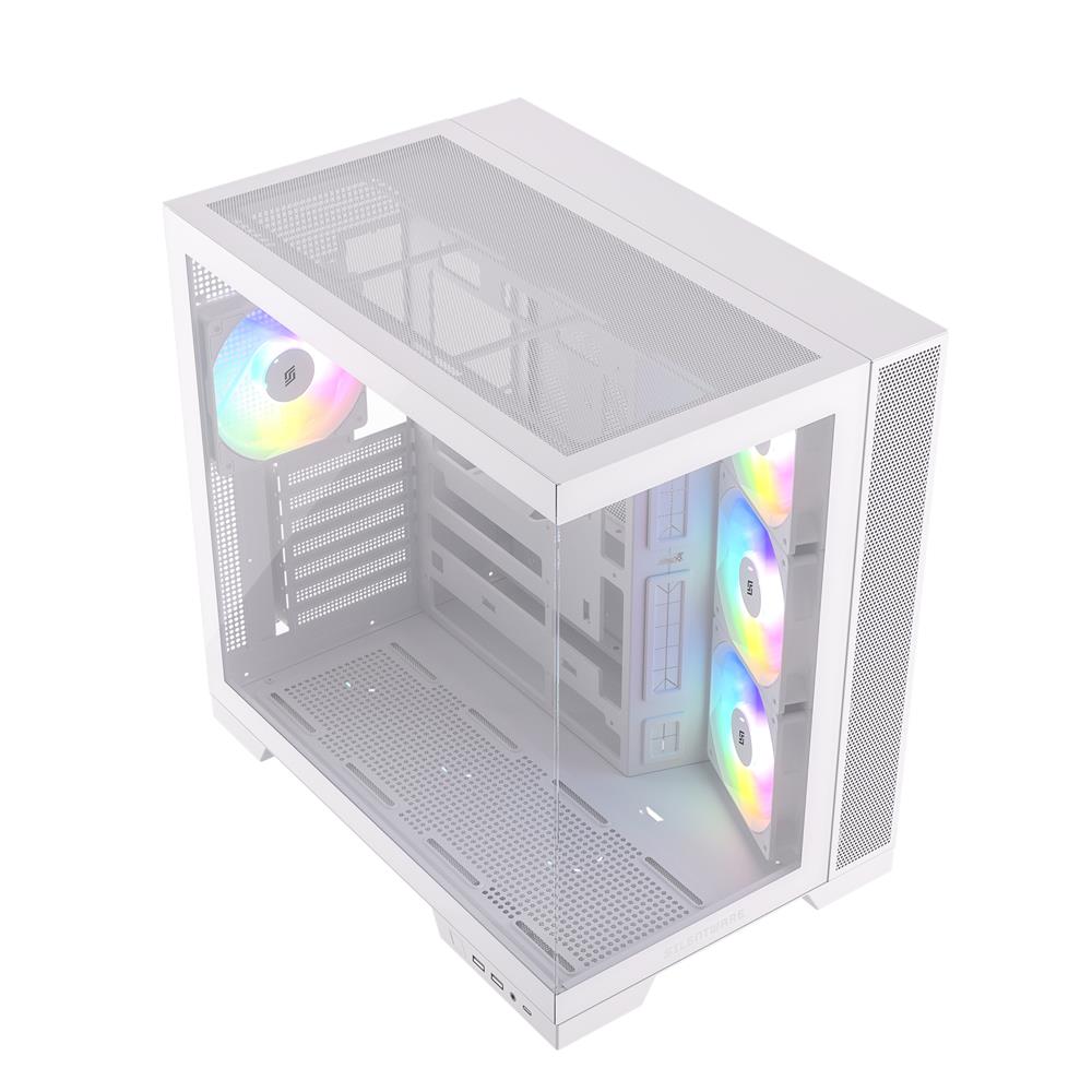 Silentware View A-RGB White – Showcase Midi Tower mit Glasfront, Glas-Seitenfenster & 4 RGB Lüftern