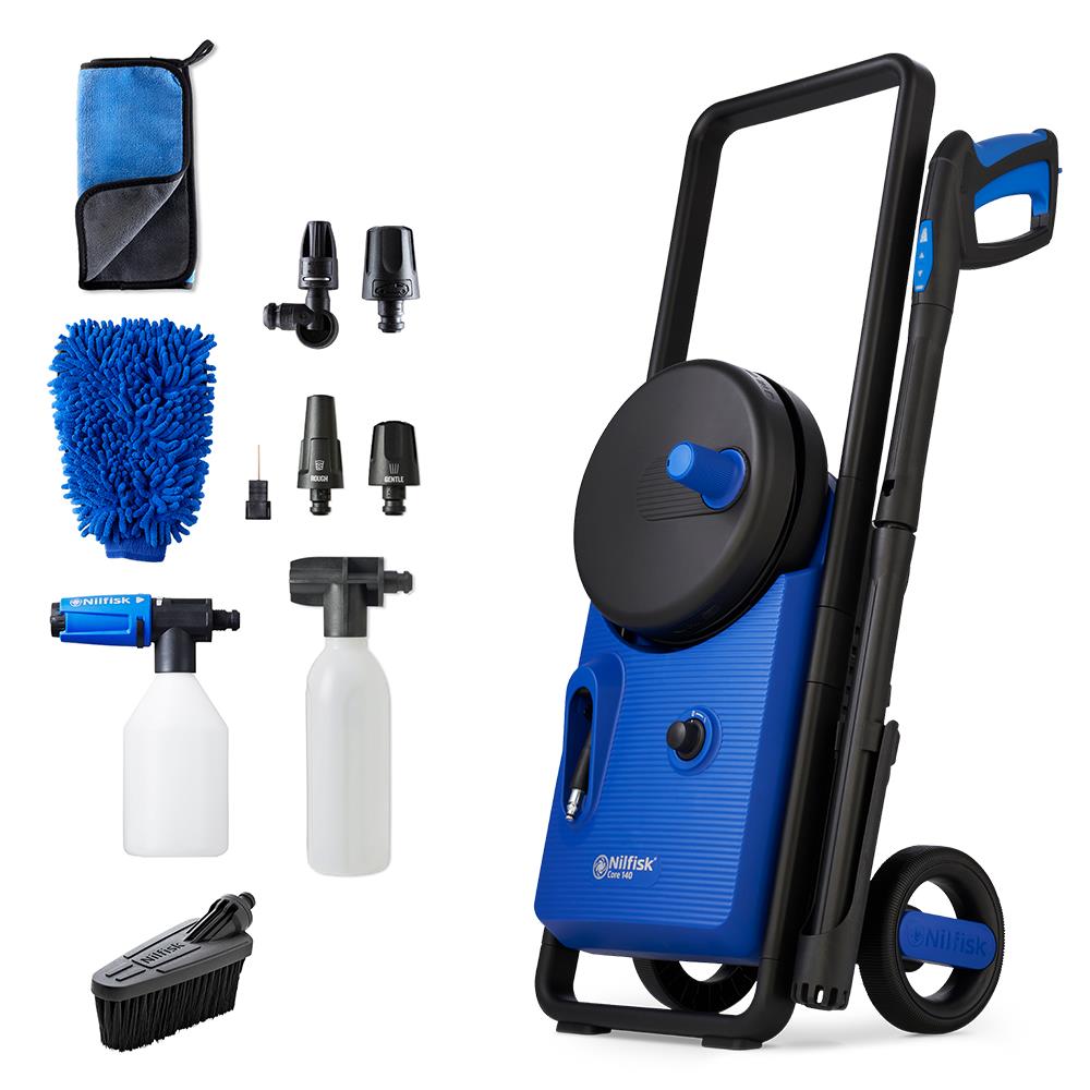 Nilfisk Hochdruckreiniger Core 140-8 In Hand PowerControl Premium Car Wash - Fahrzeugreinigungs-Set
