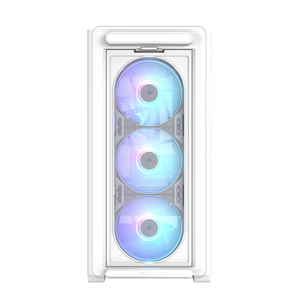 ASUS A23 PLUS TG ARGB White microATX PC Gehäuse mit 4 ARGB Lüftern und Glasfront