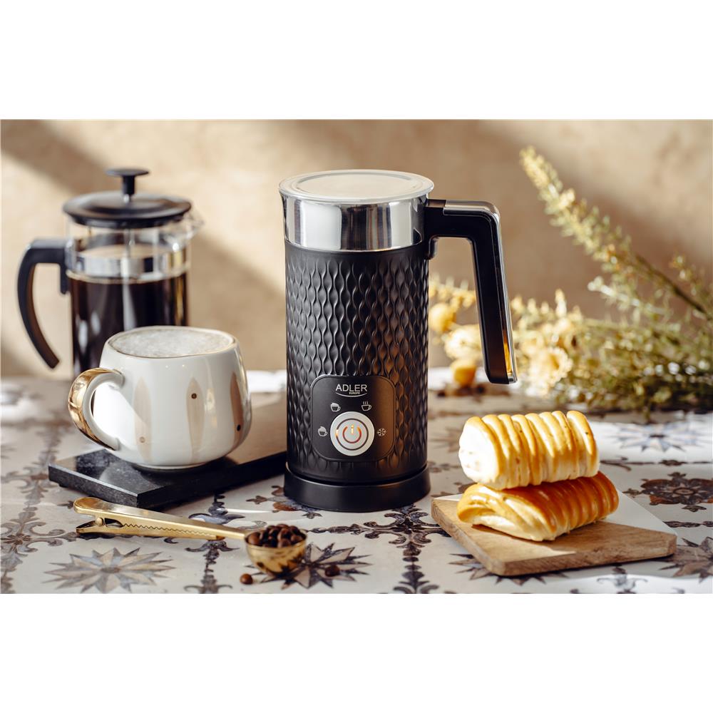 Adler AD 4494 Milchaufschäumer elektrisch Schwarz für Cappuccino und Latte