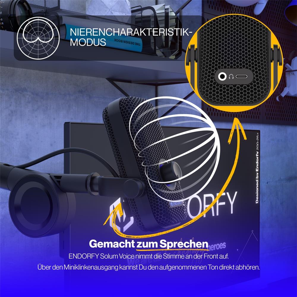 ENDORFY Solum Voice Gaming USB Mikrofon mit Boom Arm und RGB