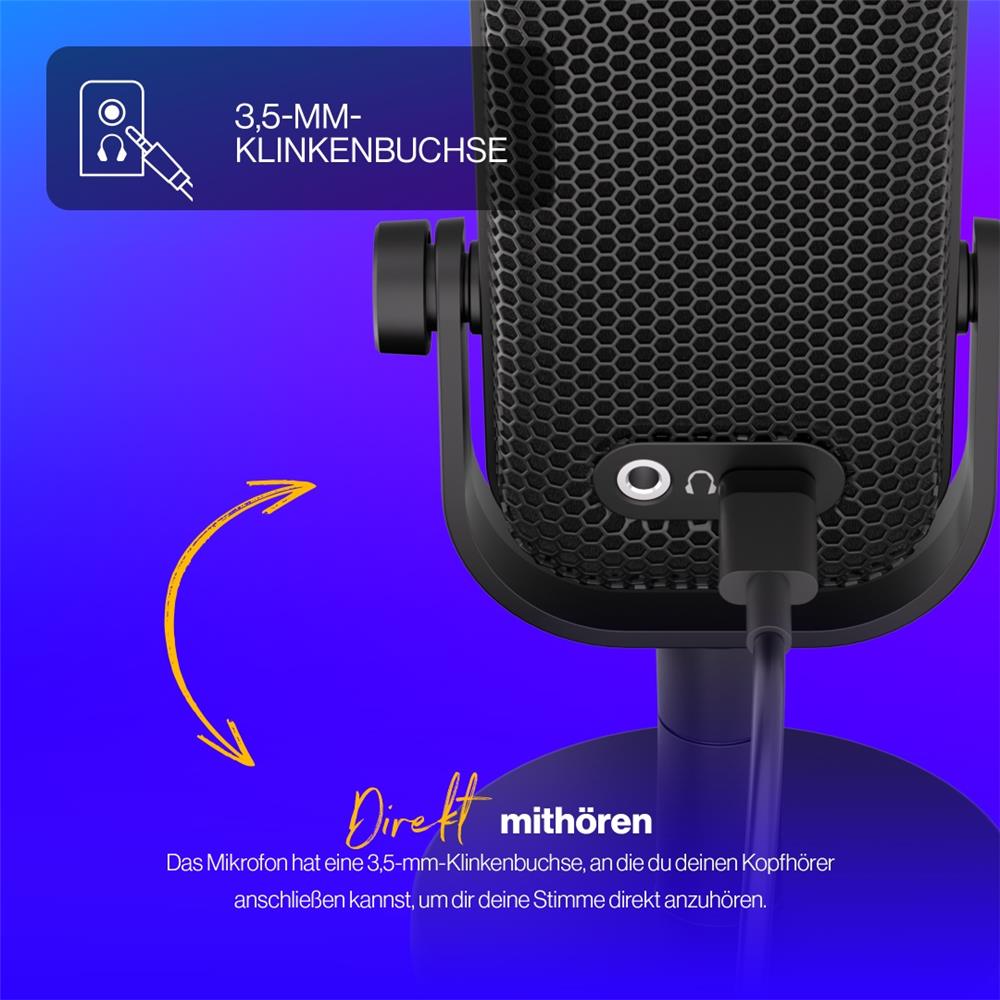 ENDORFY Solum Voice S USB Mikrofon Schwarz mit RGB und Mute Button