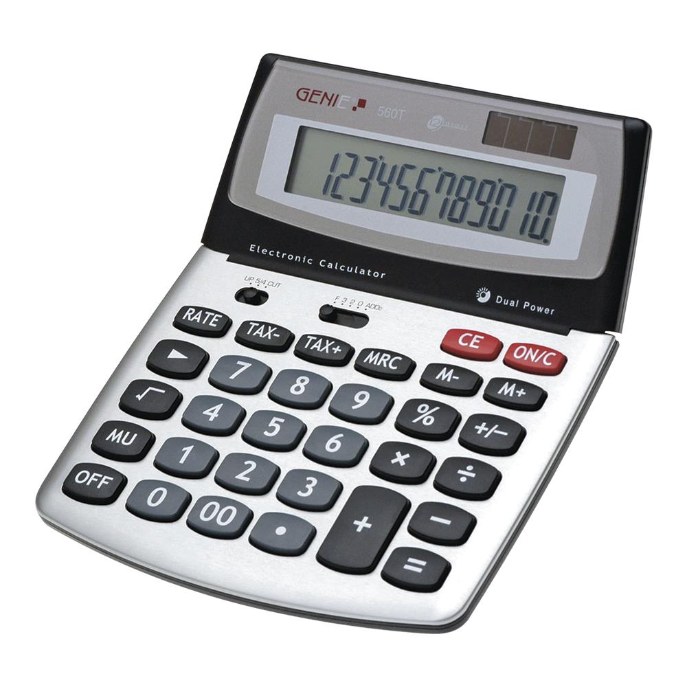 GENIE Tischrechner 560 T Dual Power Solar Batterie Bürorechner, 12 stellig