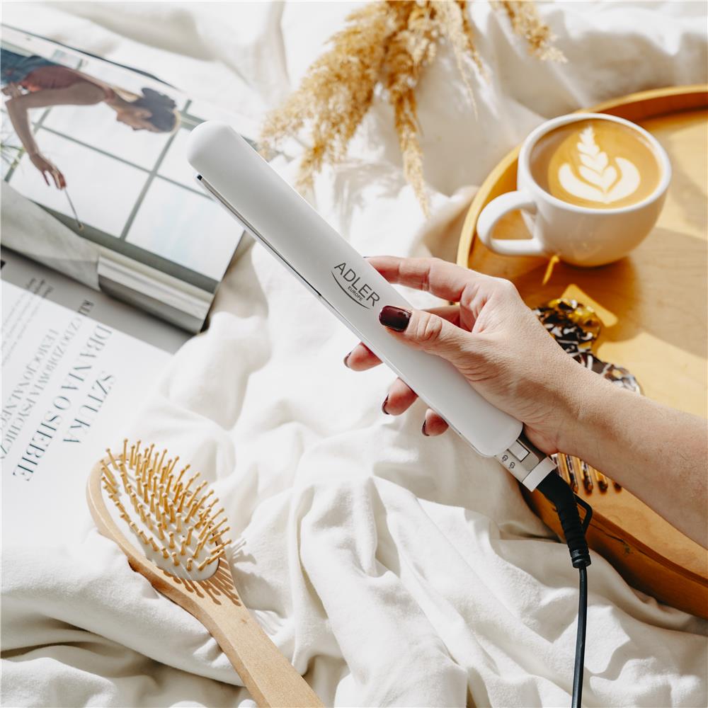 Adler AD 2317 Haarglätter Weiß champagne keramik 200 Grad schnelle Erwärmung