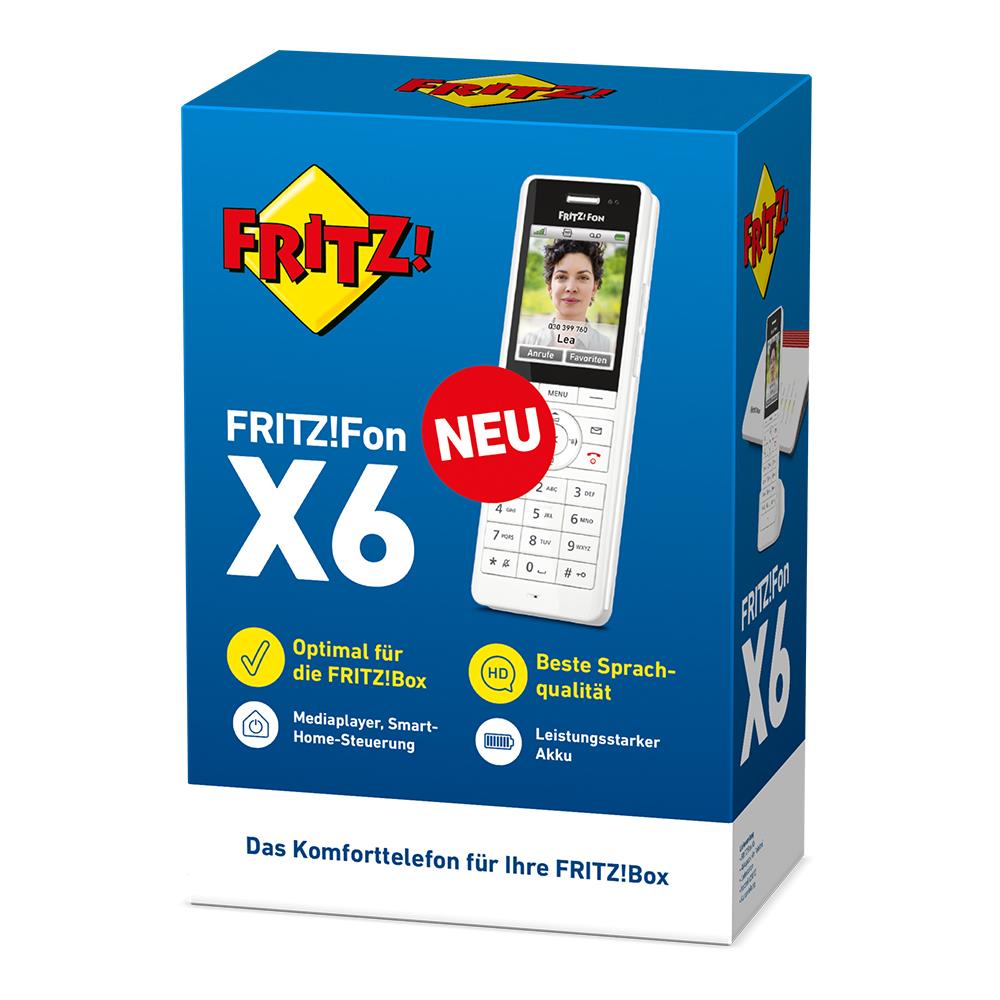 FRITZ!Fon X6 – Weißes Premium-DECT-Telefon mit großem Display & Top-Akustik