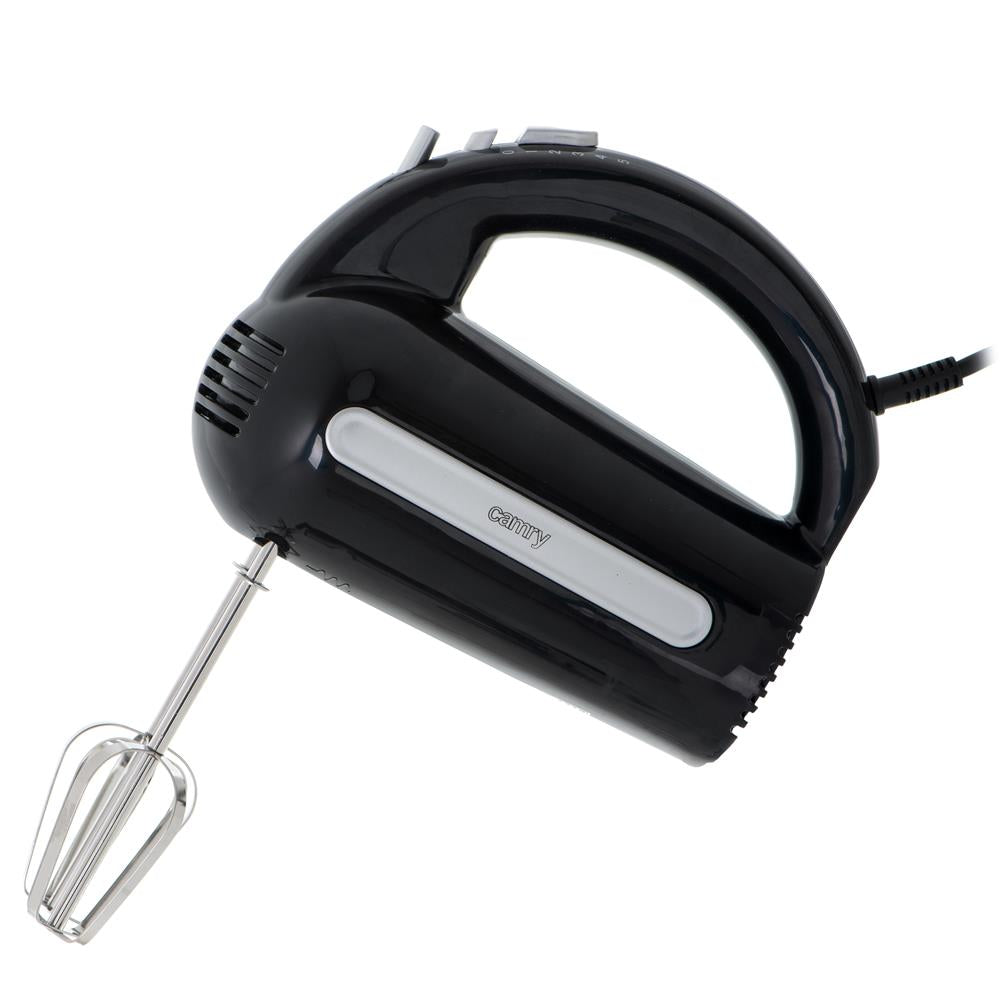 Camry CR 4218 Handmixer schwarz Handrührgerät Rührbesen Knethaken Edelstahl 5 Geschwindigkeiten
