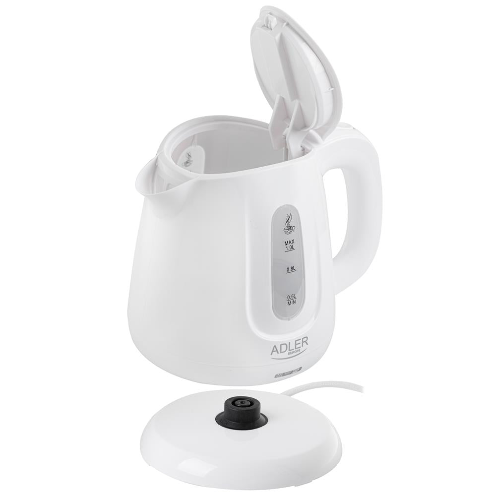 Adler AD 1373 Wasserkocher 1 Liter kompakt mit Abschaltautomatik und Wasserstandsanzeige Weiß