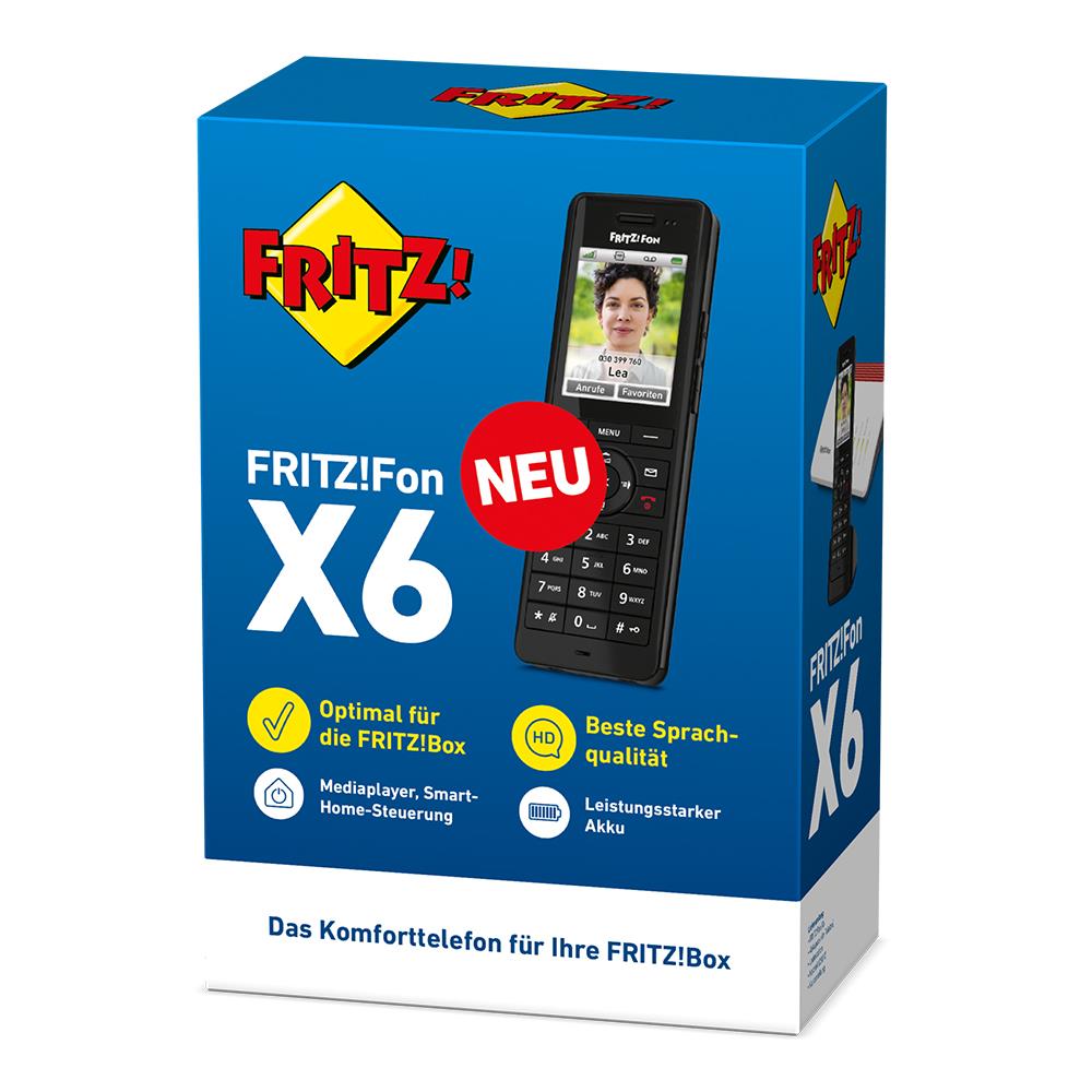 FRITZ!Fon X6 – Schwarzes High-End-DECT-Telefon mit HD-Telefonie & Komfortfunktionen