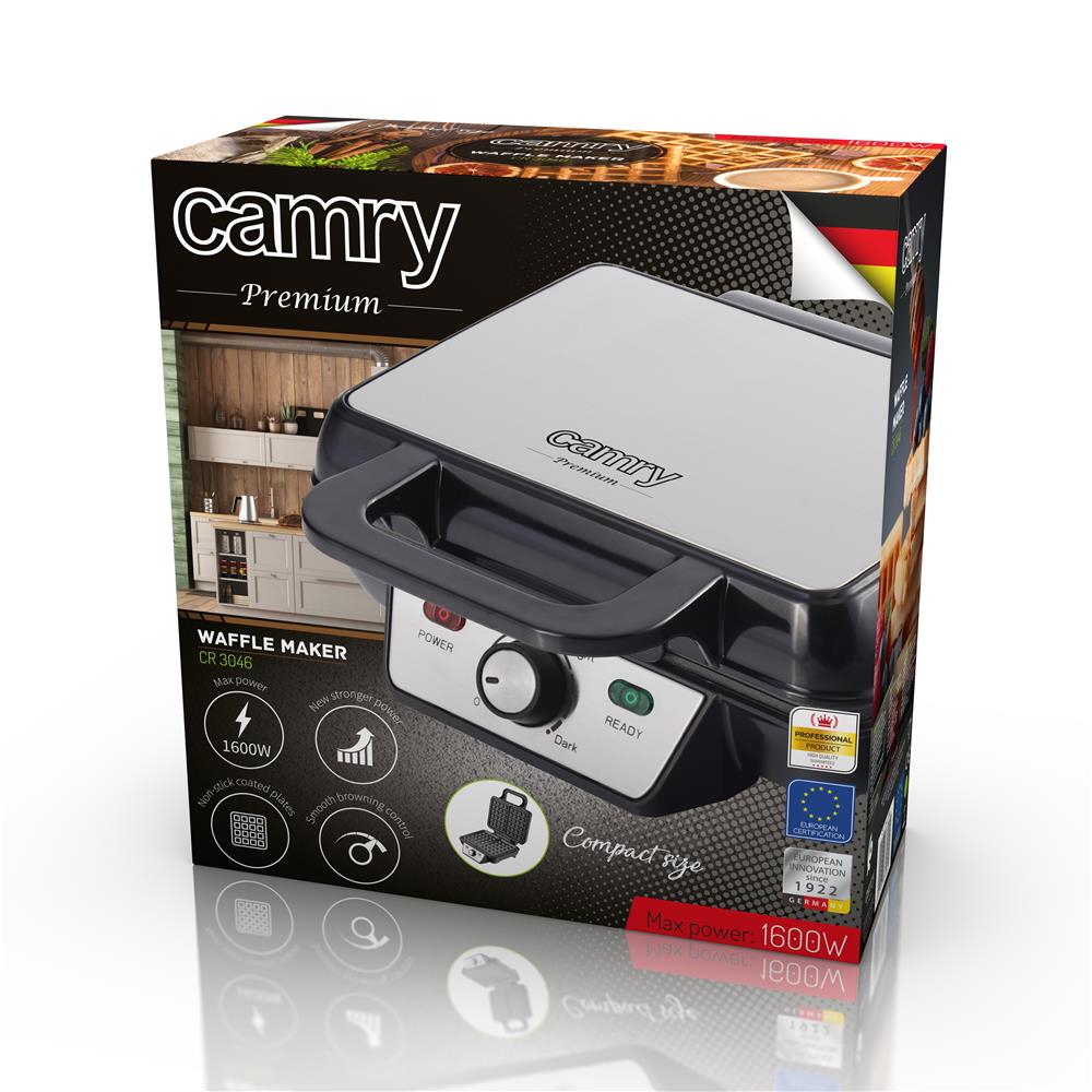 Camry CR 3046 Waffeleisen 1600 Watt für 2 Waffeln Schwarz