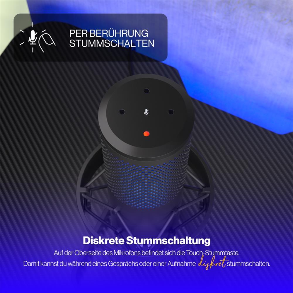 ENDORFY AXIS Streaming, schwarzes Mikrofon, Kopfhöreranschluss, Gain-Regler