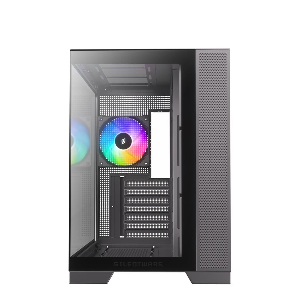 Silentware View A-RGB Black – Showcase Midi Tower mit Glasfront, Glas-Seitenfenster & 4 RGB Lüftern