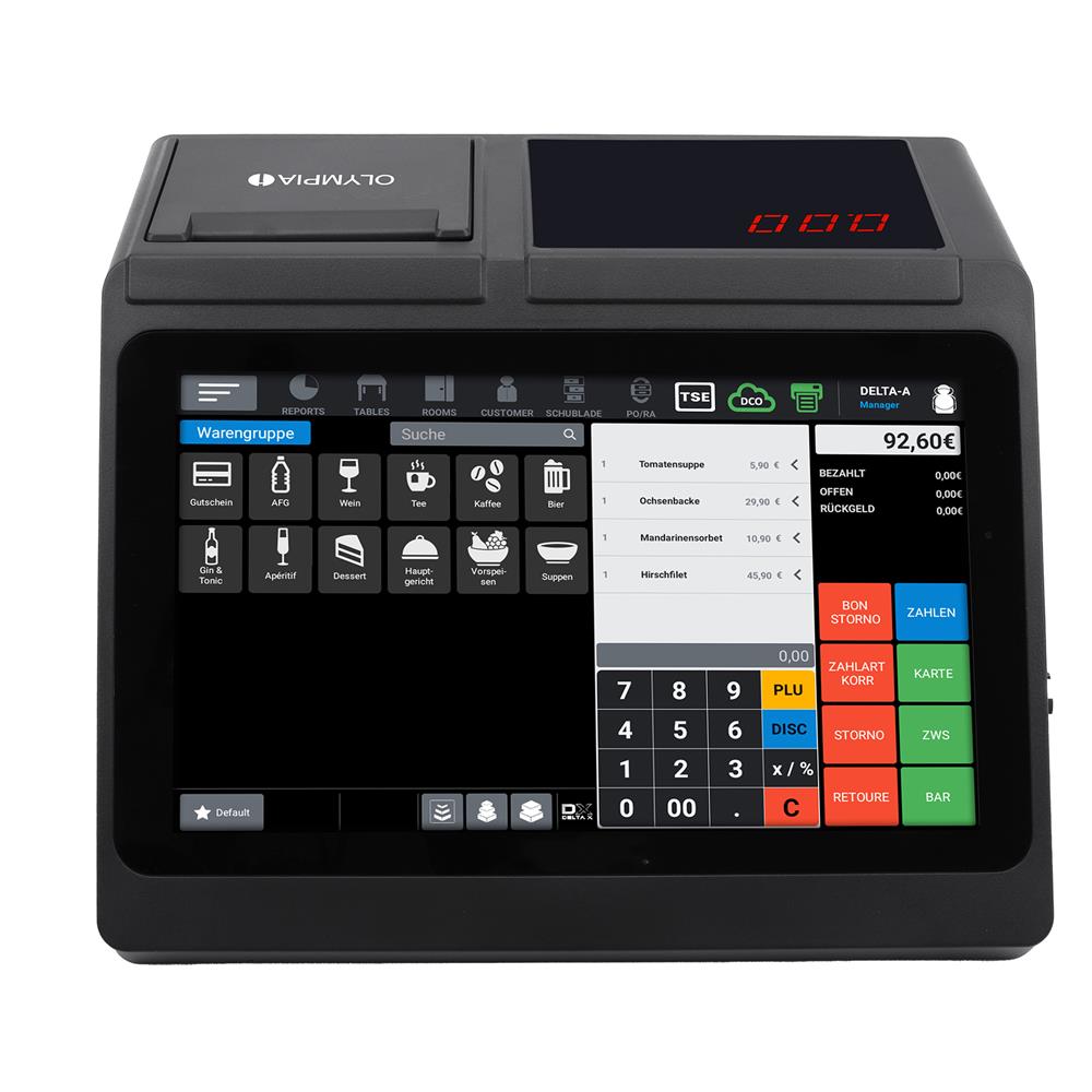 Olympia Registrierkasse T110 Kassensystem mit 10,1 Zoll Touchdisplay