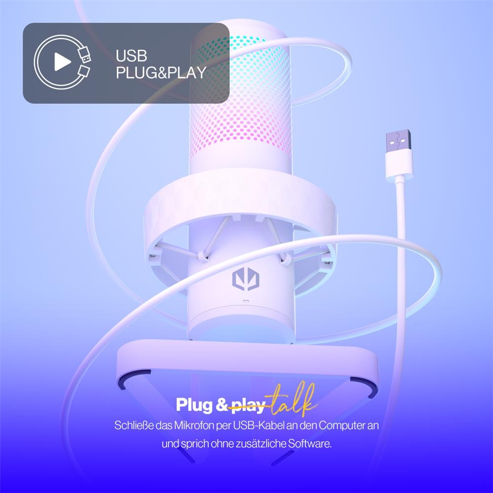 ENDORFY AXIS Streaming Onyx White USB Mikrofon mit RGB und Kopfhöreranschluss