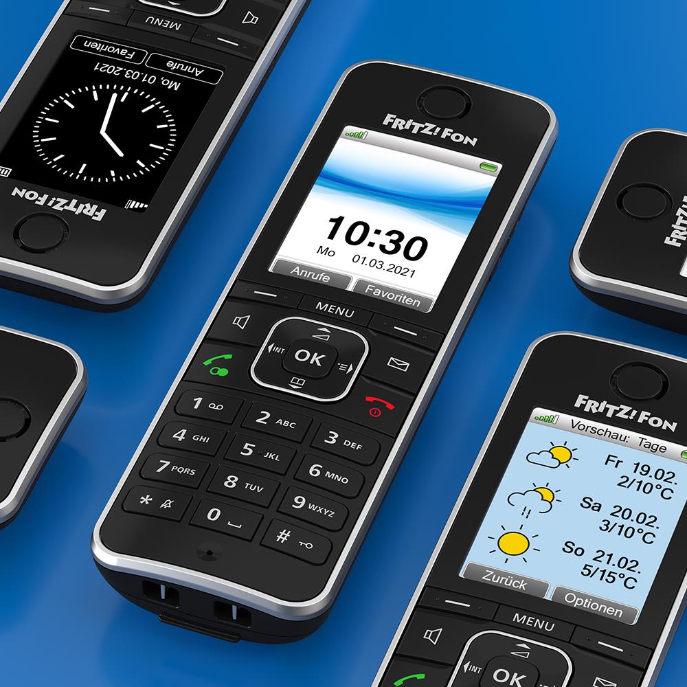 FRITZ!Fon C6 – Schwarzes DECT-Telefon mit Smart-Home-Steuerung & HD-Qualität