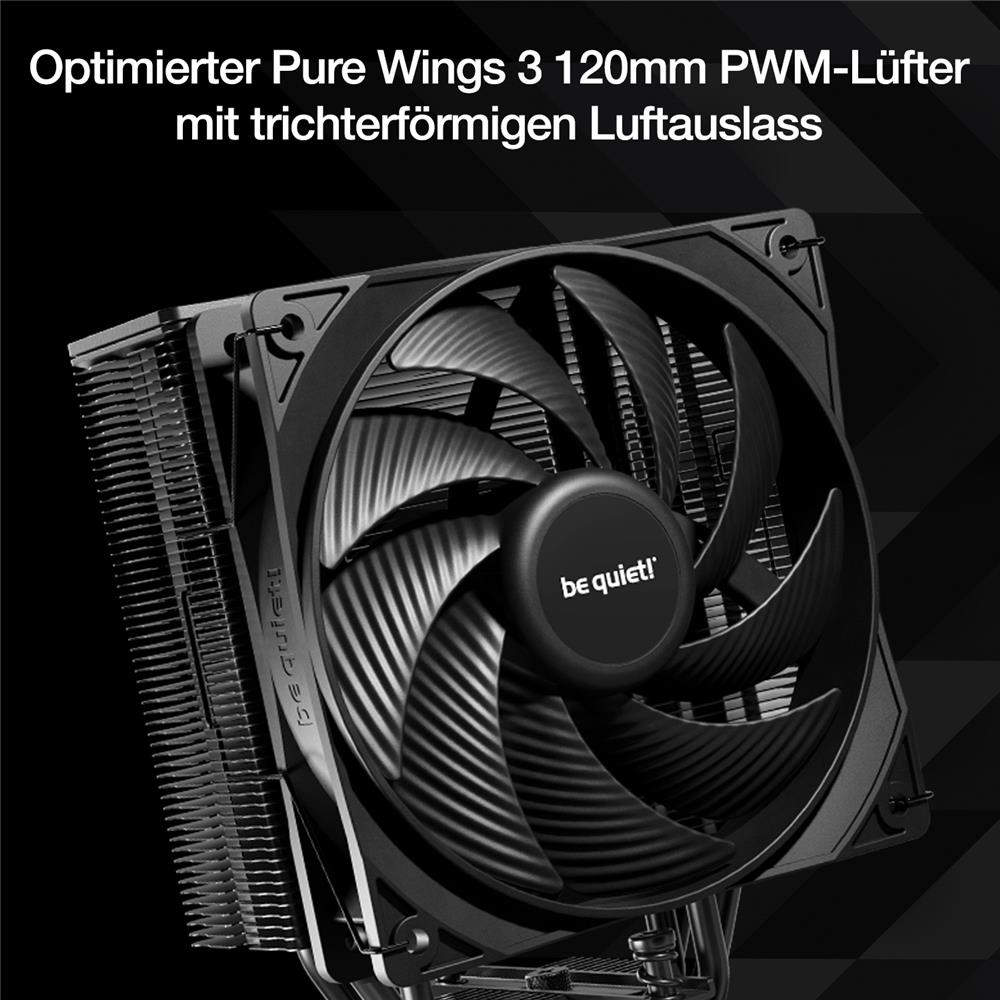 be quiet! Pure Rock 3 Black Luftkühler sehr hohe Kühlleistung 4 Hochleistungs-Heatpipes mit HDT-Technologie