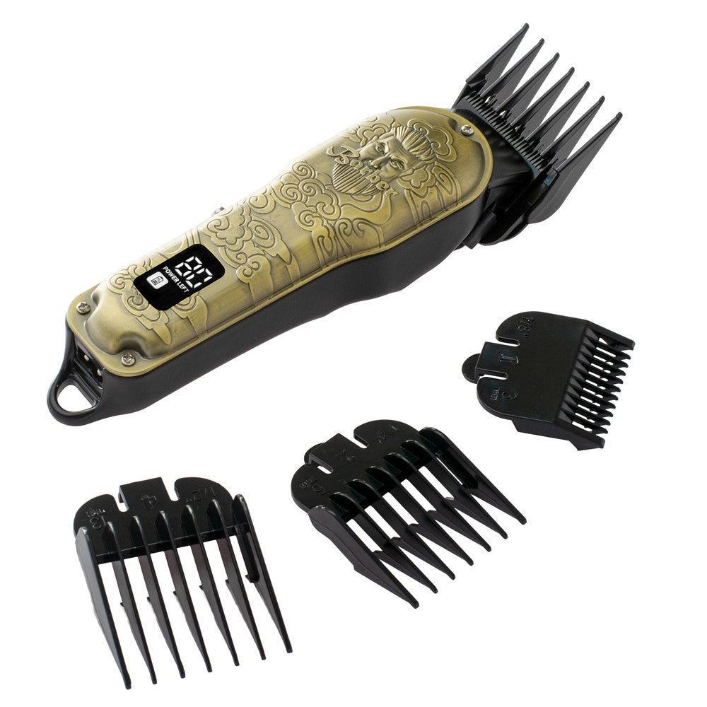 Adler AD 2857 Barber Profi Haarschneider Trimmer, Rasierapparat Haartrimmer für Bart, Kopfhaar und Koteletten, Keramikklinge, USB-C, Metallgehäuse Golden