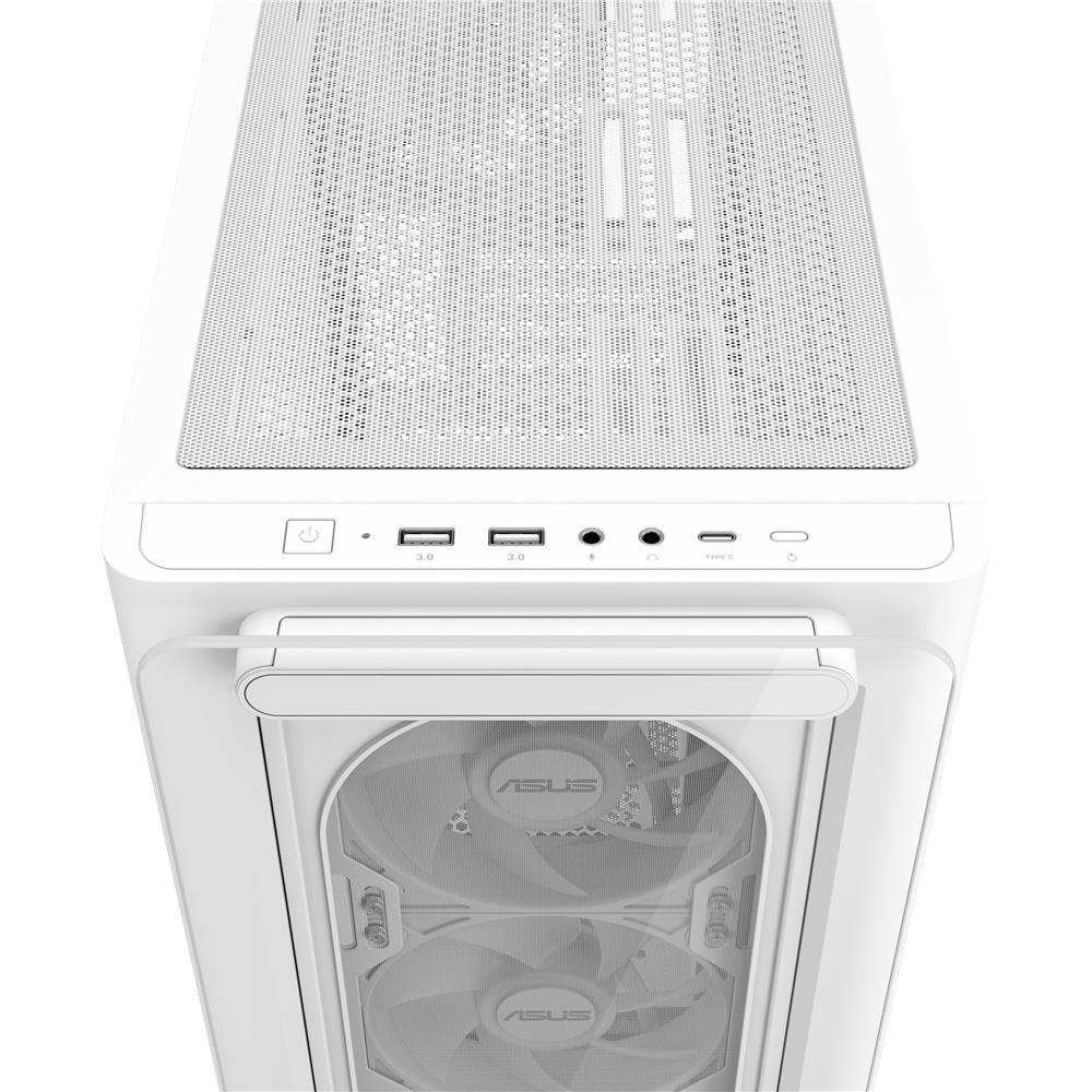 ASUS A23 PLUS TG ARGB White microATX PC Gehäuse mit 4 ARGB Lüftern und Glasfront