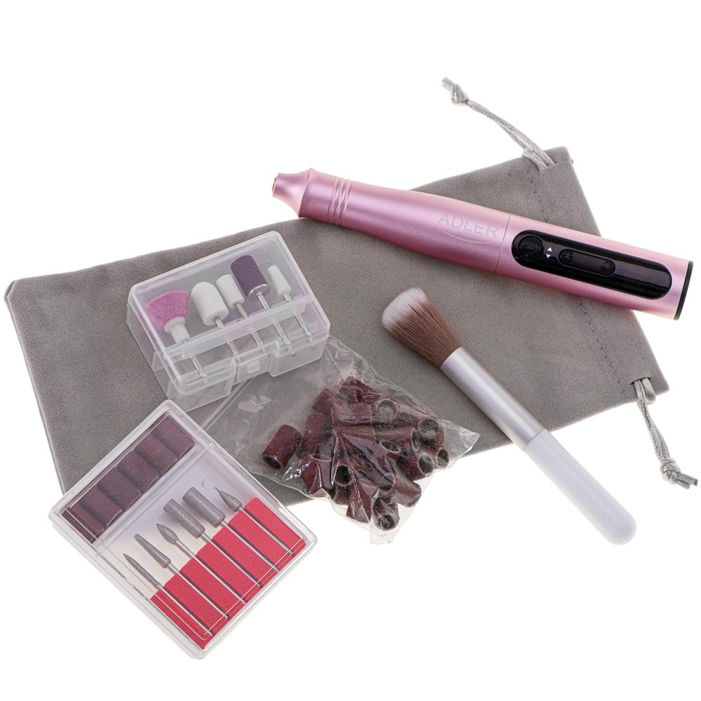 Adler AD 2181 Elektrischer Nagelfräser Set für Maniküre und Pediküre, Nagelfeile Rosa