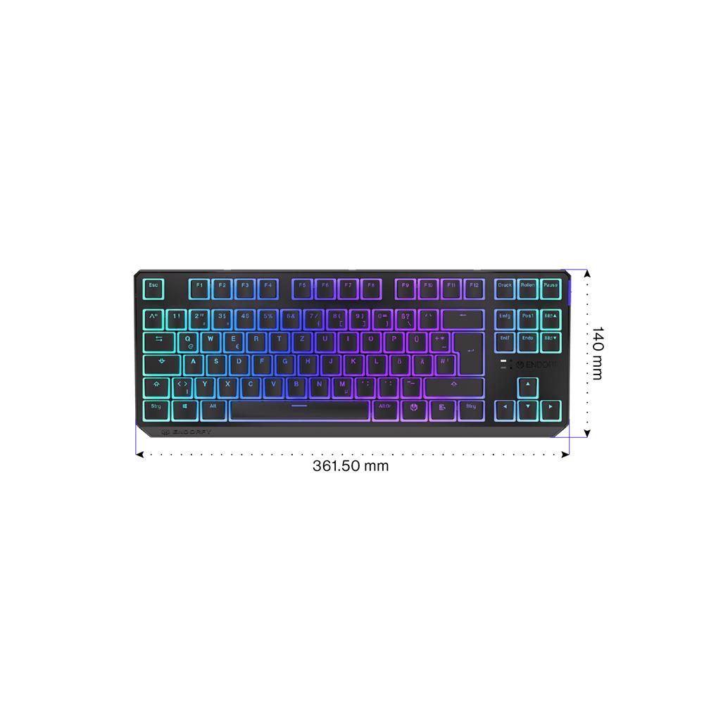 ENDORFY Keyboard Thock TKL Wireless, Tastatur, DE-Layout, Schwarz, Kabellos, Beleuchtet