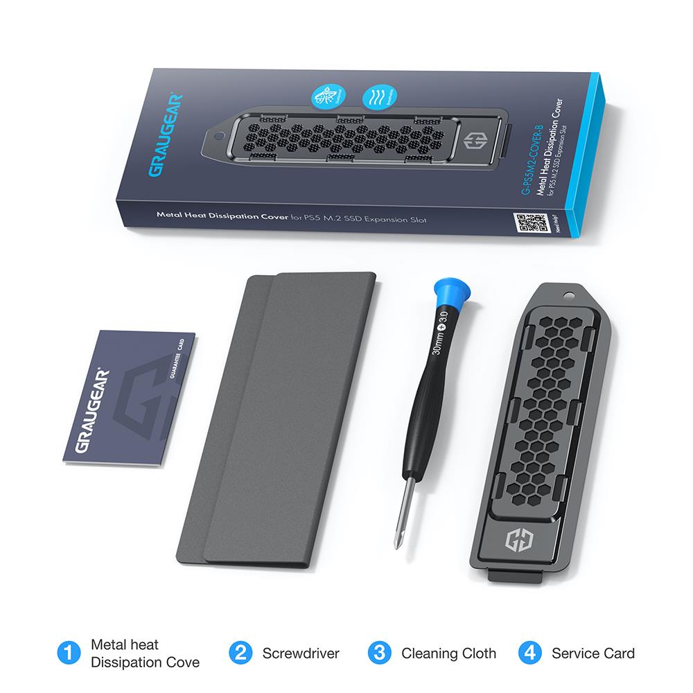 GRAUGEAR Wärmeableitungsabdeckung aus Metall für PS5 M.2 SSD Slot Schwarz