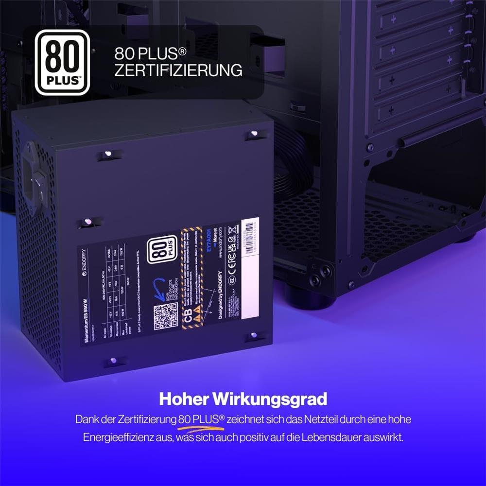 ENDORFY Elementum E5 550W ATX PC Netzteil mit 80 PLUS