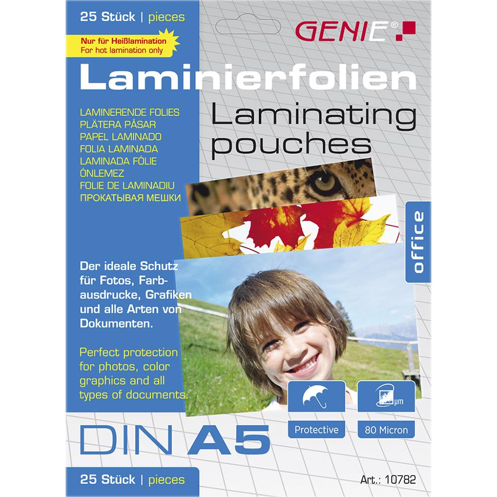 GENIE Laminierfolien DIN A5 80 Mikron 25 Stück