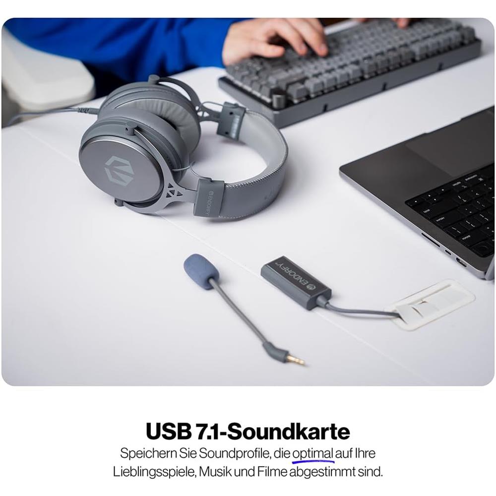 ENDORFY VIRO Plus USB Alt Gray Gaming-Headset – 7.1 Sound & abnehmbares Mikrofon