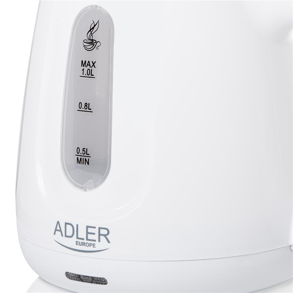 Adler AD 1373 Wasserkocher 1 Liter kompakt mit Abschaltautomatik und Wasserstandsanzeige Weiß