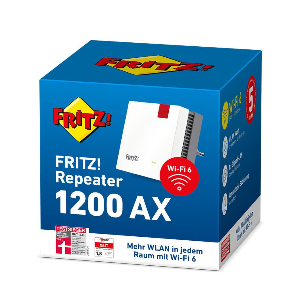 FRITZ!Repeater 1200 AX – WLAN-Repeater mit Wi-Fi 6 & Gigabit-LAN
