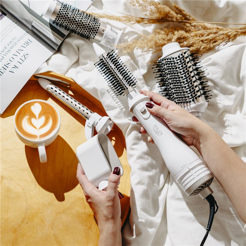 Adler AD 2027 Weiß champagne Haar styler 5 in 1 1200W Kaltlufttaste 2 Temperatureinstellungen Lockenstab Rundbürste