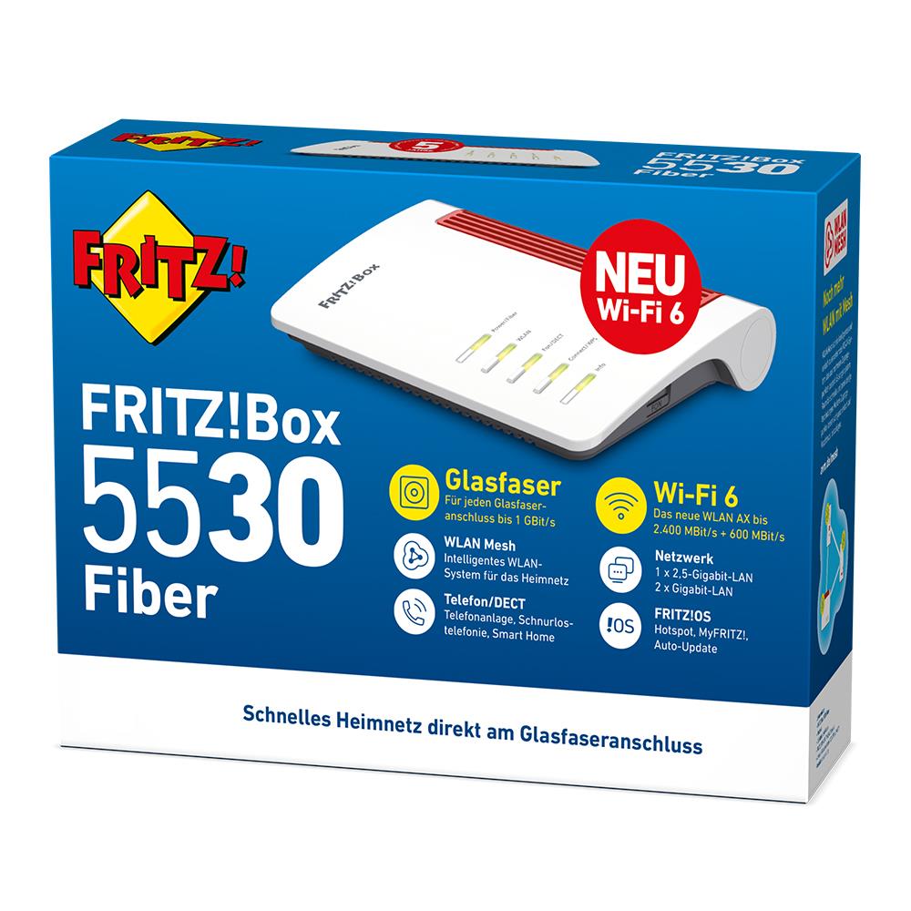 FRITZ!Box 5530 Fiber – Glasfaser-Router mit Wi-Fi 6 & integriertem SFP-Modul