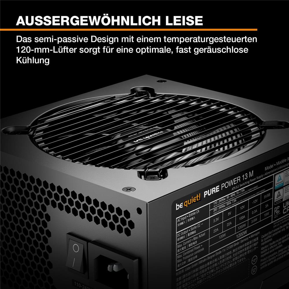 be quiet! PURE POWER 13 M 1200W Netzteil – ATX 3.1, PCIe 5.1, 80 PLUS Gold