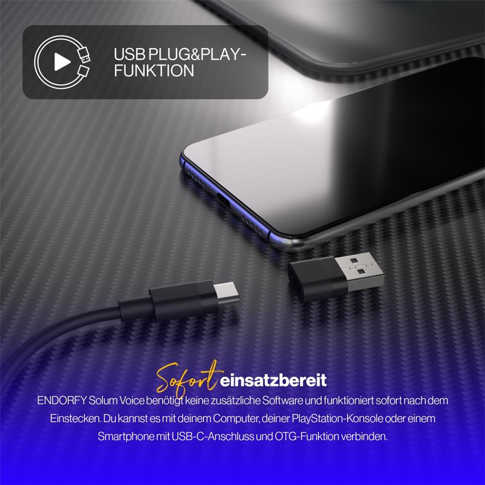 ENDORFY Solum Voice Gaming USB Mikrofon mit Boom Arm und RGB