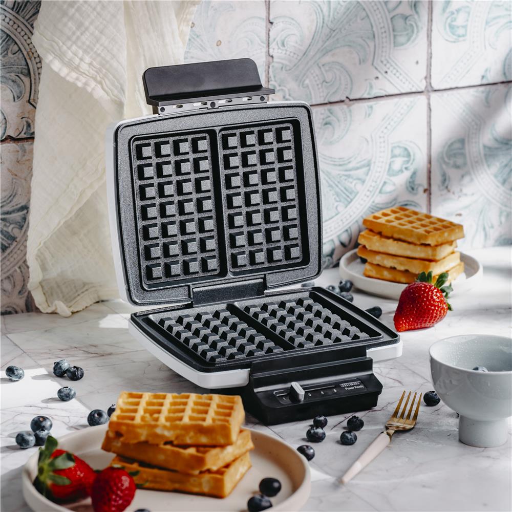 Adler AD 3085 Waffeleisen für Belgische Waffeln mit Antihaftbeschichtung Weiß